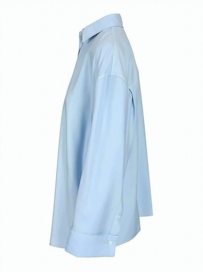 Loewe Light Blue Wool Silk Pointed Collar Shirt