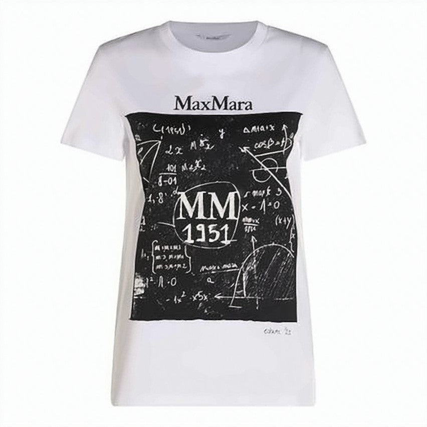 Max Mara White Large Black Graphic Print T-Shirt