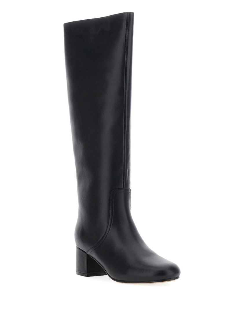 Twin-Set Knee-High Calf Leather Ankle Boots With Silhouette