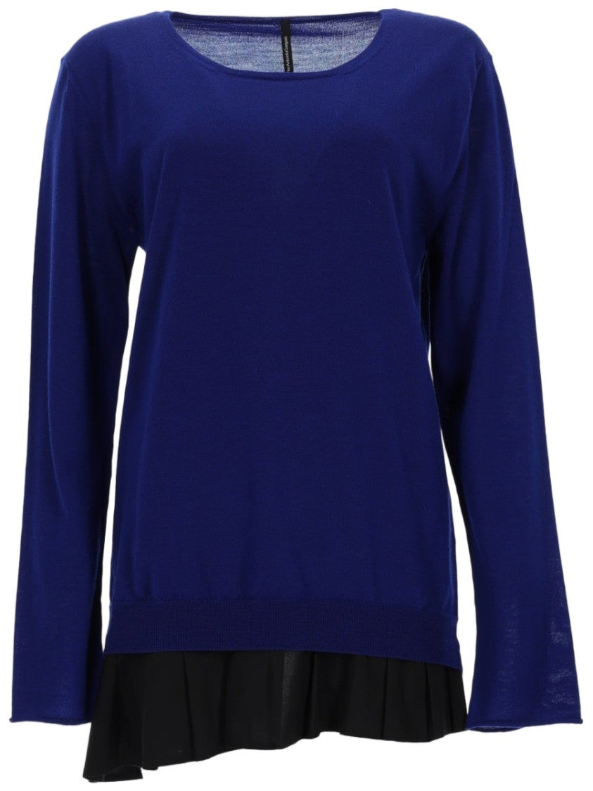 Pier Antonio Gaspari Deep Blue Virgin Wool Asymmetrical Sweater