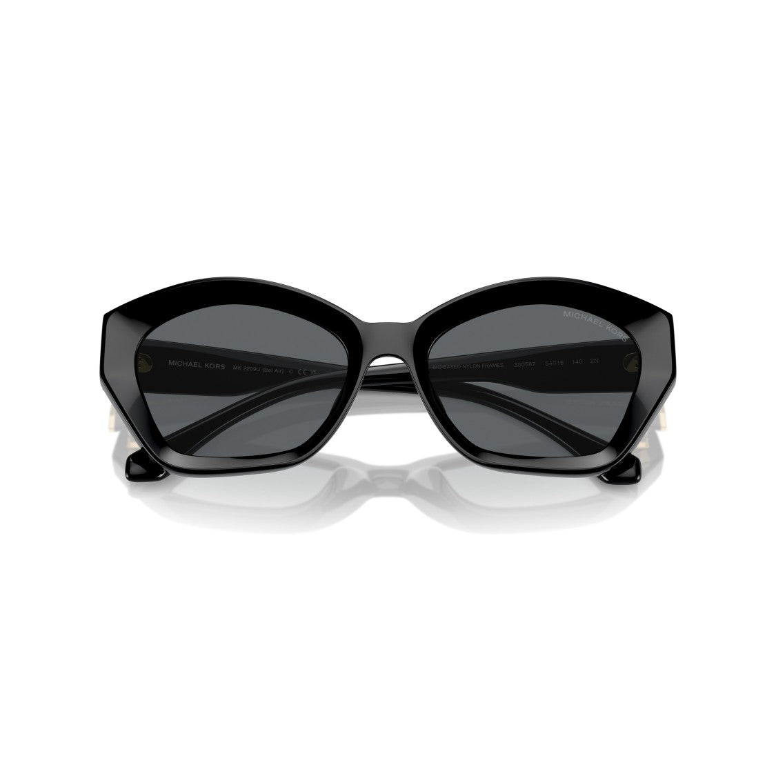 Michael Kors 0Mk2209u Angular Cat-Eye Sunglasses With Glossy Black Finish