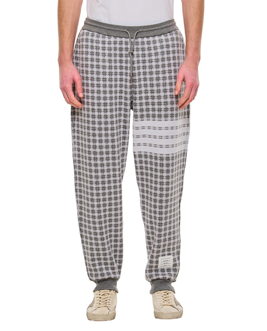 Thom Browne Checkered Cotton Sweatpants With 4-Bar Stripe And Drawstring Waistband