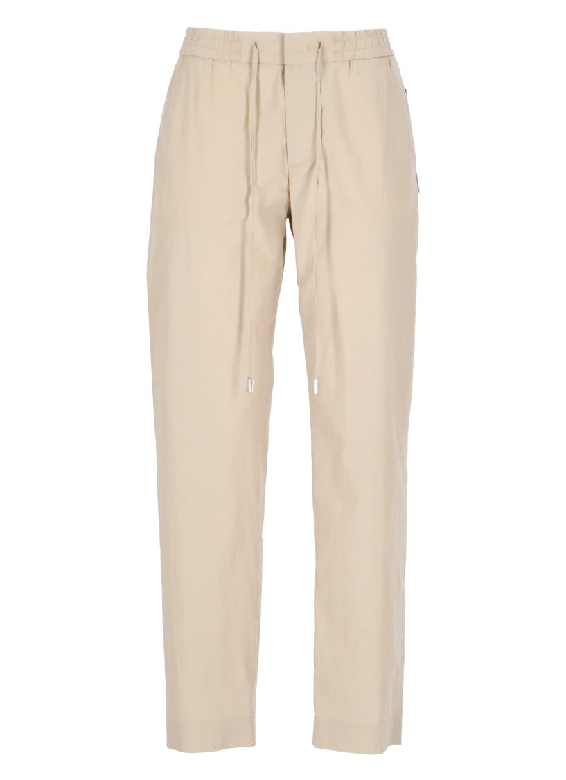 Pt Torino Relaxed-Fit Beige Cotton Pants With Elastic Waist
