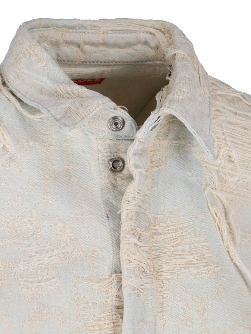 Diesel Layered Distressed Denim Shirt Jacket