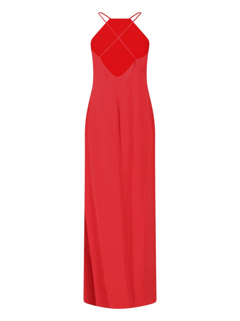Polo Ralph Lauren Red Maxi Halter Crêpe Dress