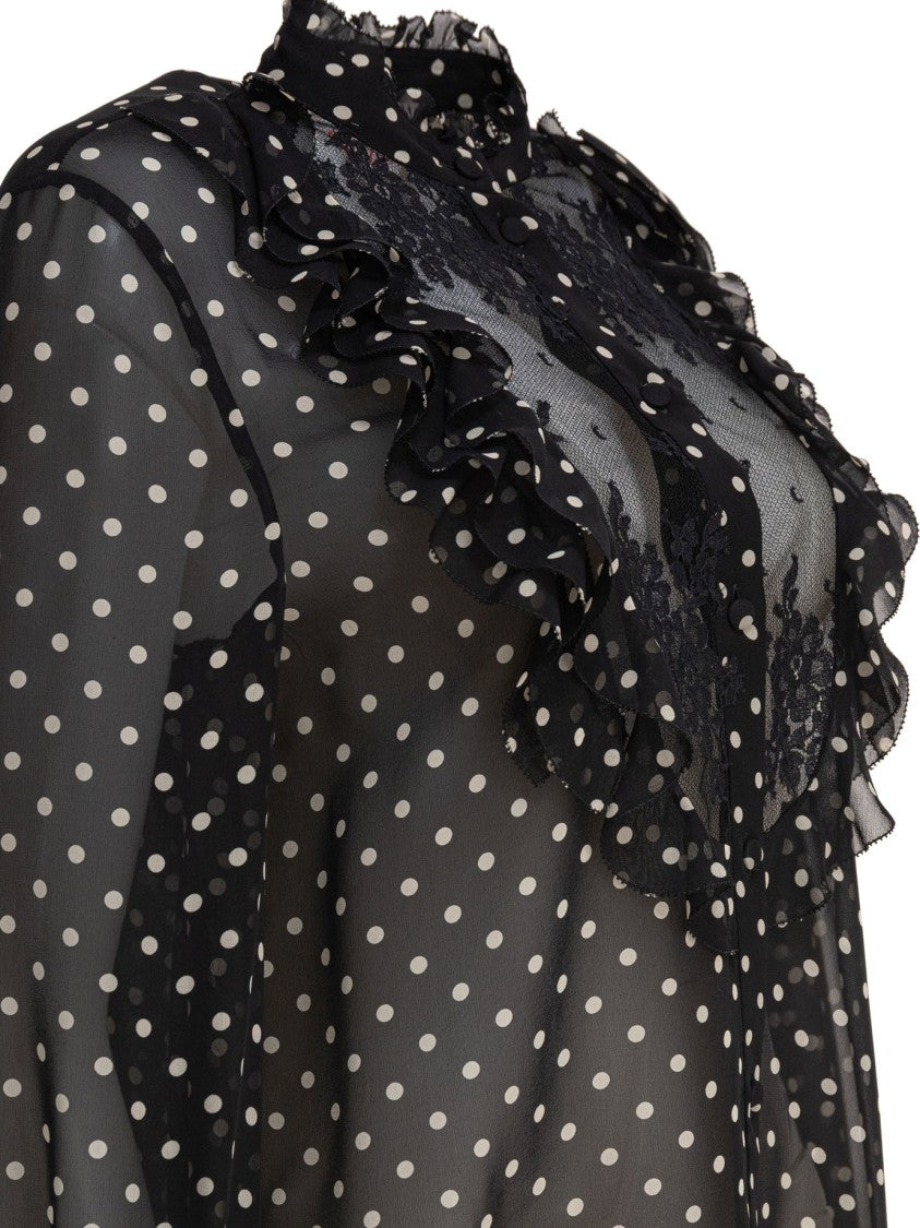 Valentino Sheer Silk Blouse With Ruffled Details