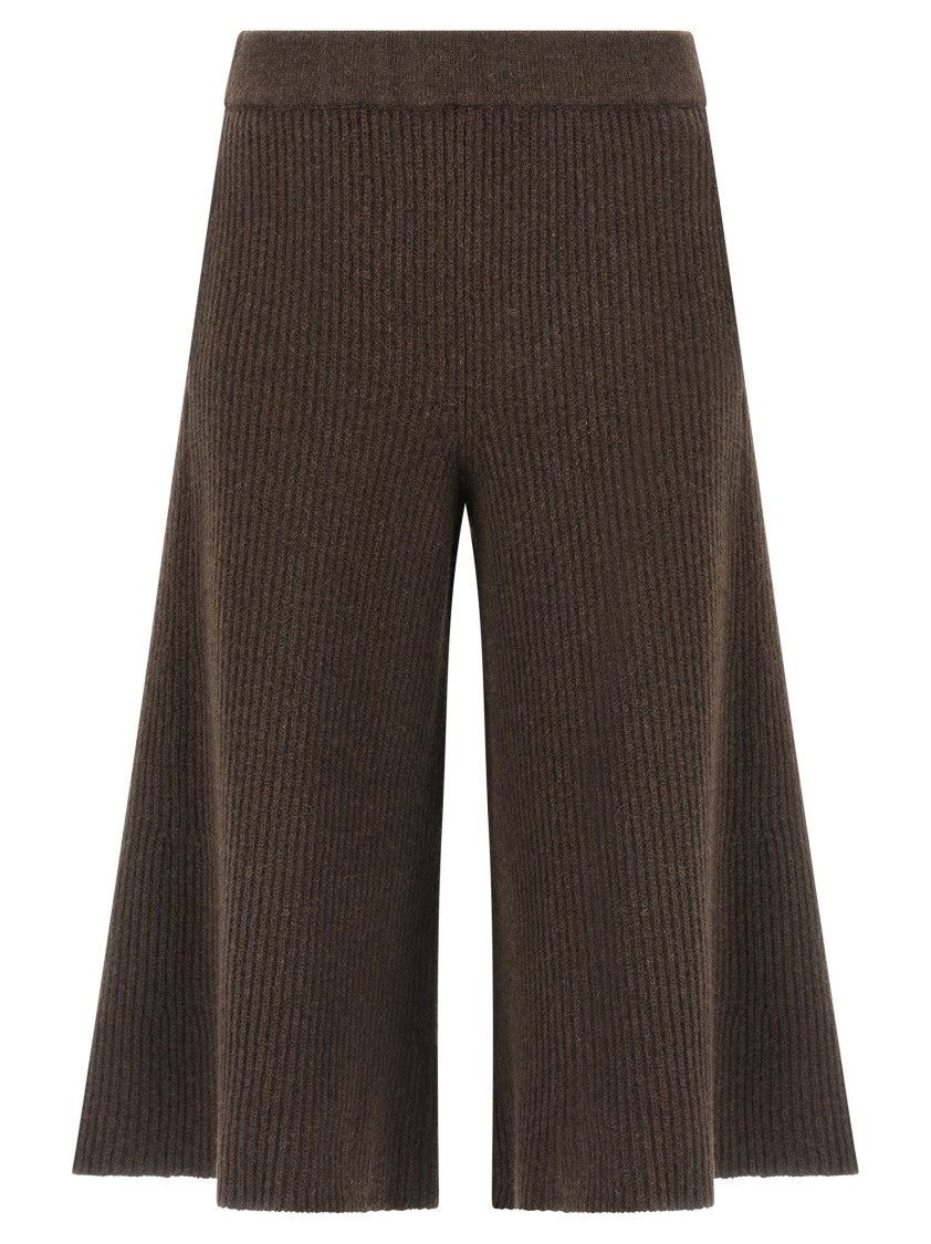 Nude Culotte Pants With Relaxed Silhouette And Side Pockets