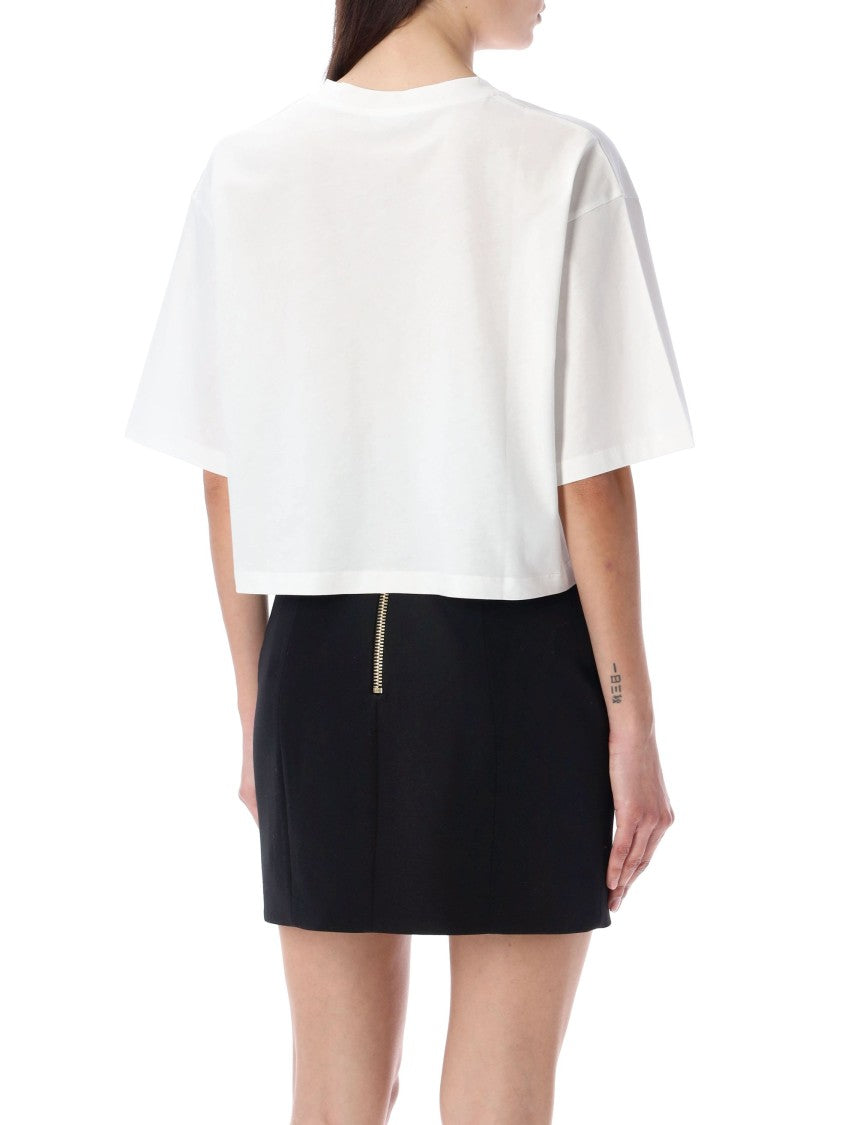 Balmain Cropped Logo Tee