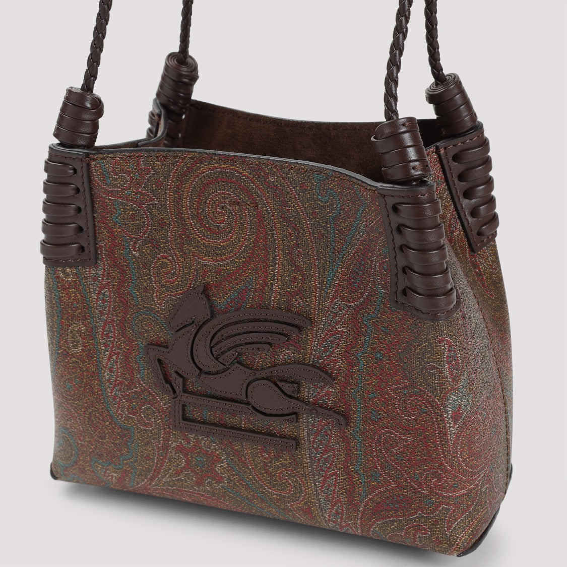 Etro Arnica Xs Shoulder Bag In Signature Brown Canvas