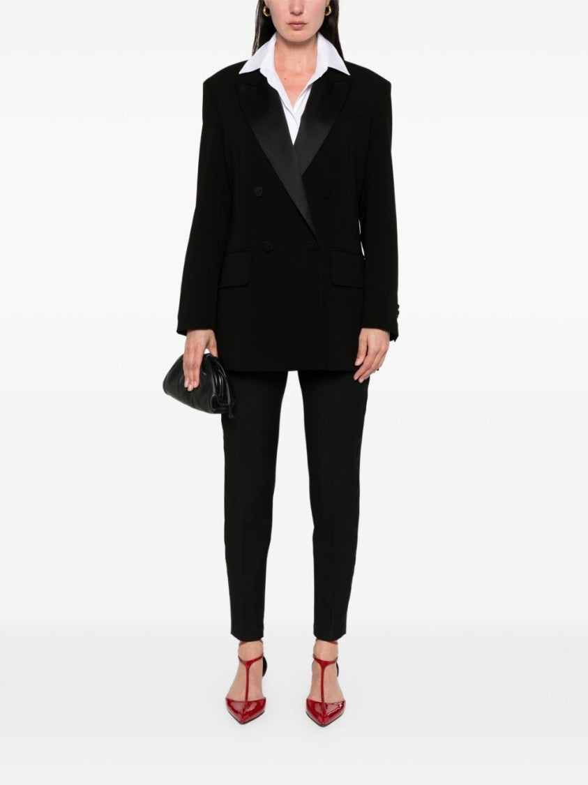 Max Mara Tailored Black Double-Breasted Gabarra Blazer With Satin Lapel