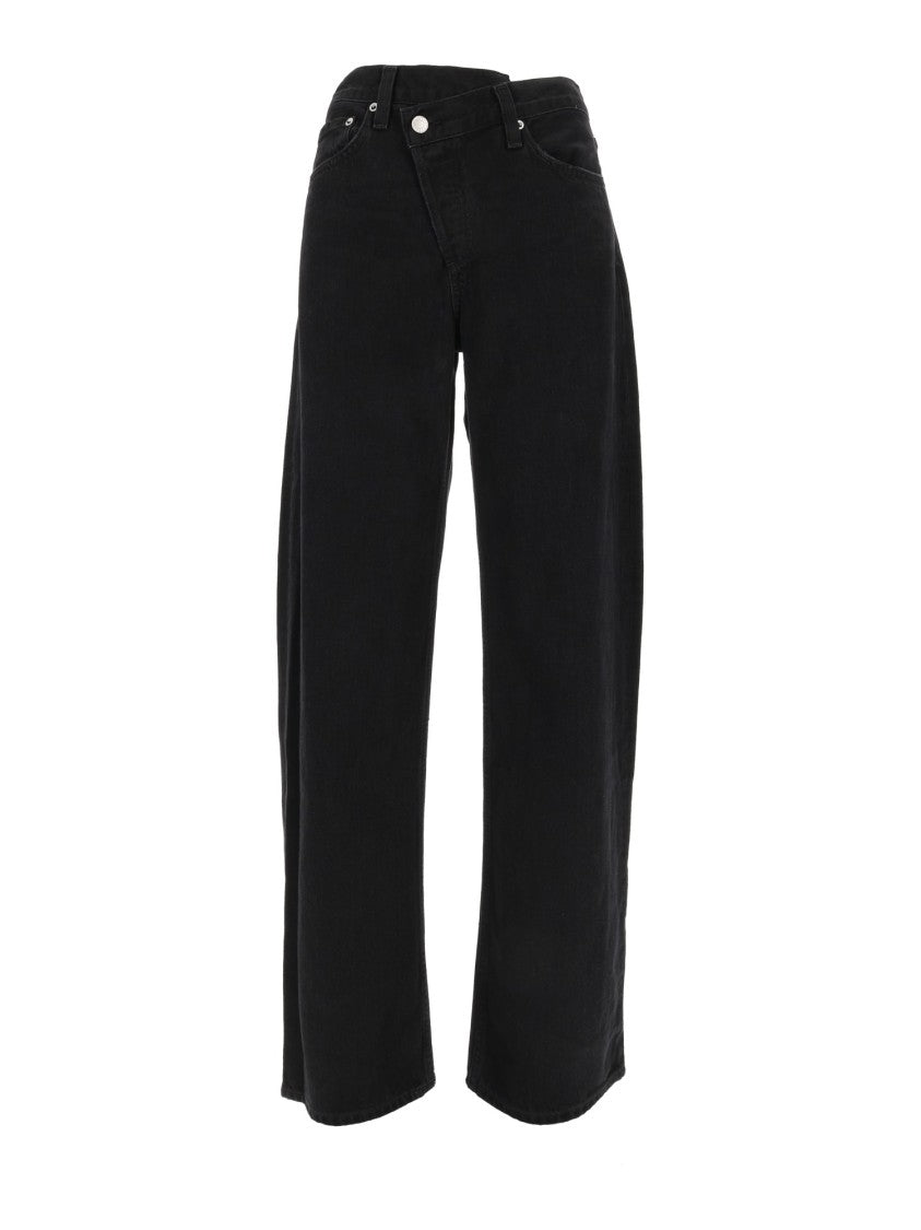 Agolde High-Waisted Patchwork Tapered Jeans With Curved Leg Design