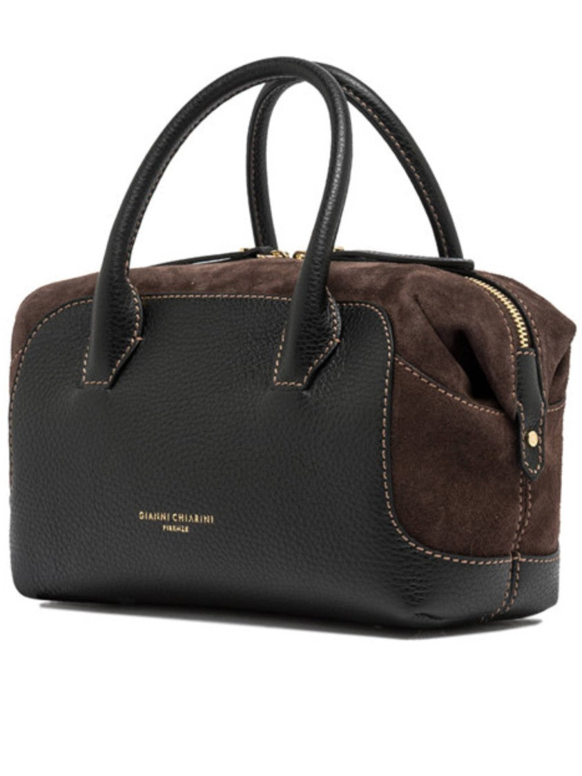 Gianni Chiarini Black Gemma Leather Suede Handbag