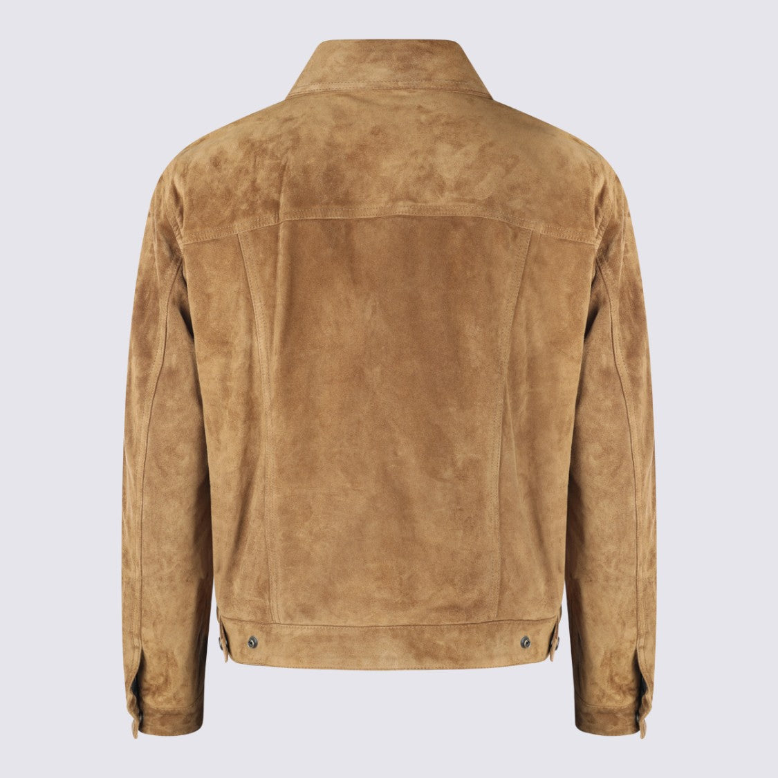 Saint Laurent Classic Brown Suede Jacket With Structured Collar And Snap Buttons