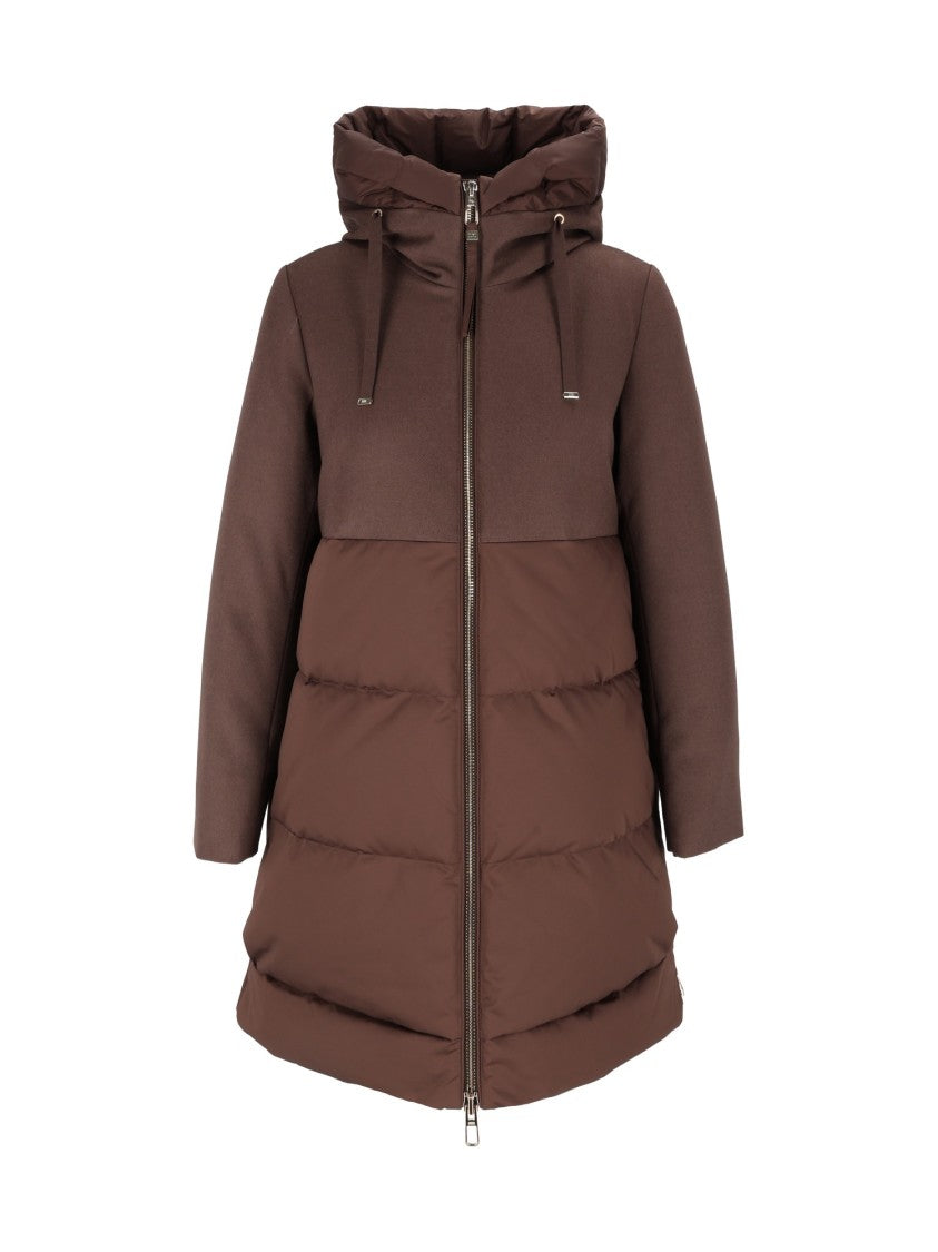 Duno Quilted Hooded Flared Hem Padded Down Jacket