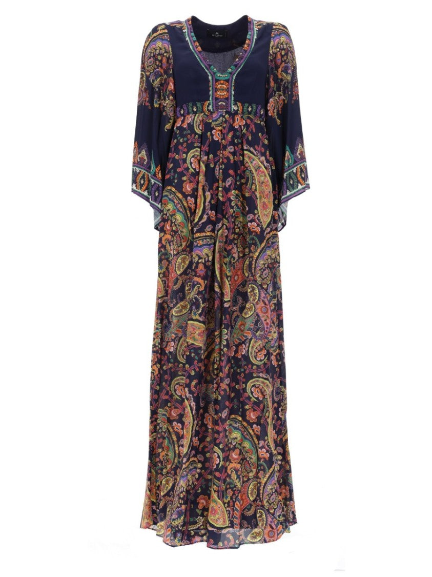 Etro Dark Backdrop Enchanting Paisley Viscose Day Dress