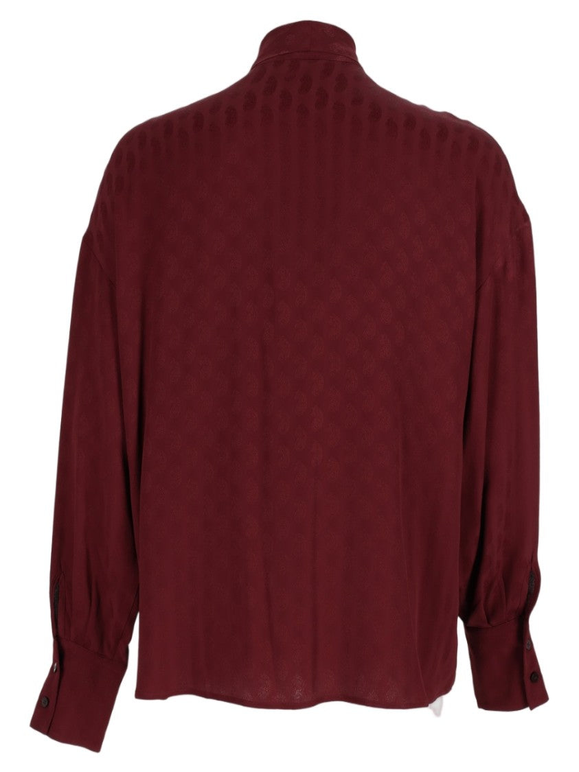 Etro Burgundy Bow-Tie Acetate-Silk Blouse