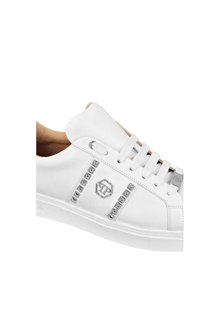 Philipp Plein Leather Sneakers With Stylish Embellishments
