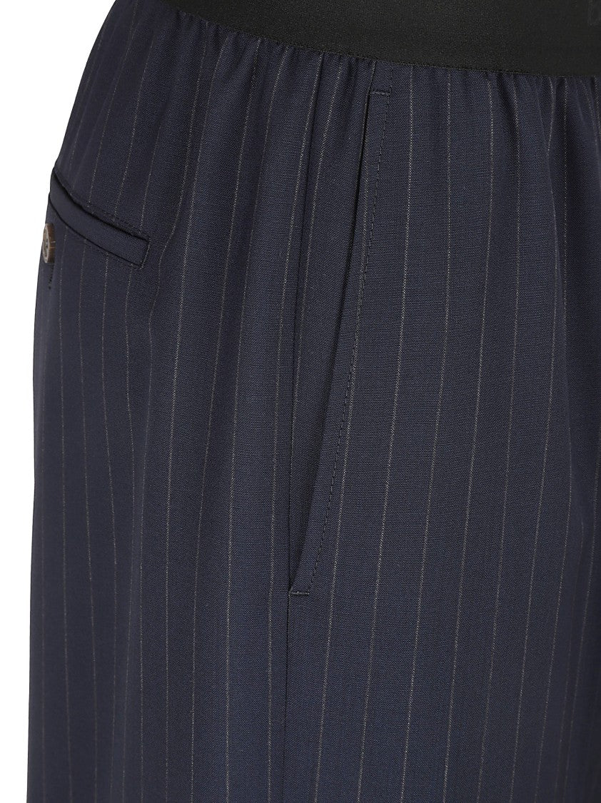 Balenciaga Relaxed Fit Blue Trousers With Subtle Pinstripes