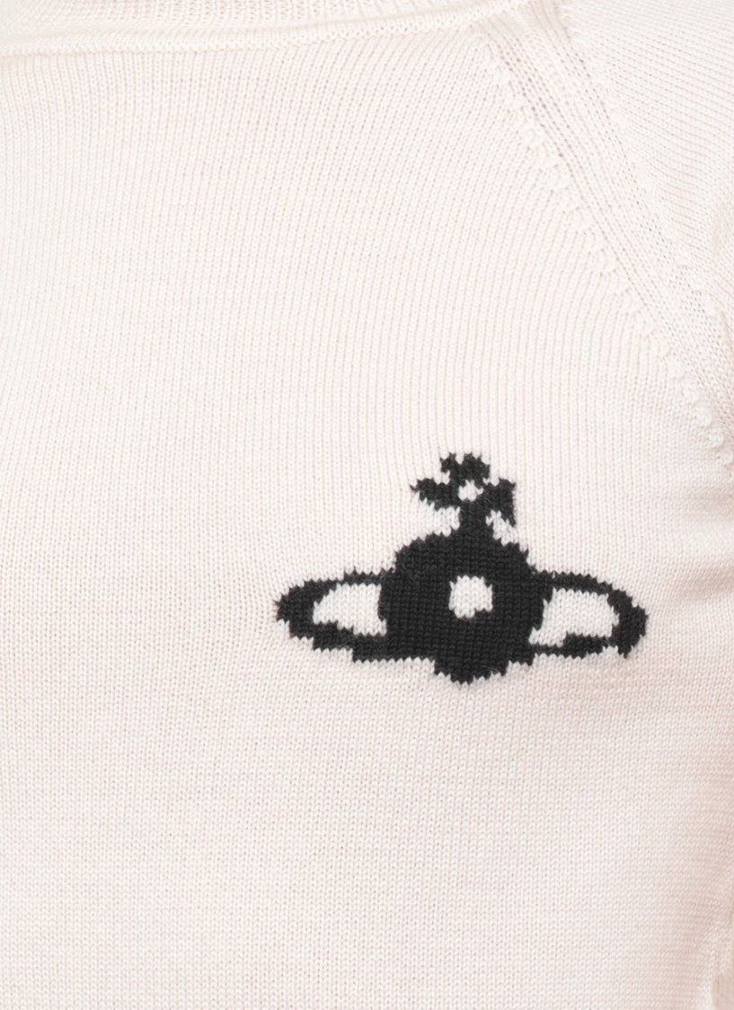 Vivienne Westwood Beige Bea High Neck Ribbed Wool Sweater