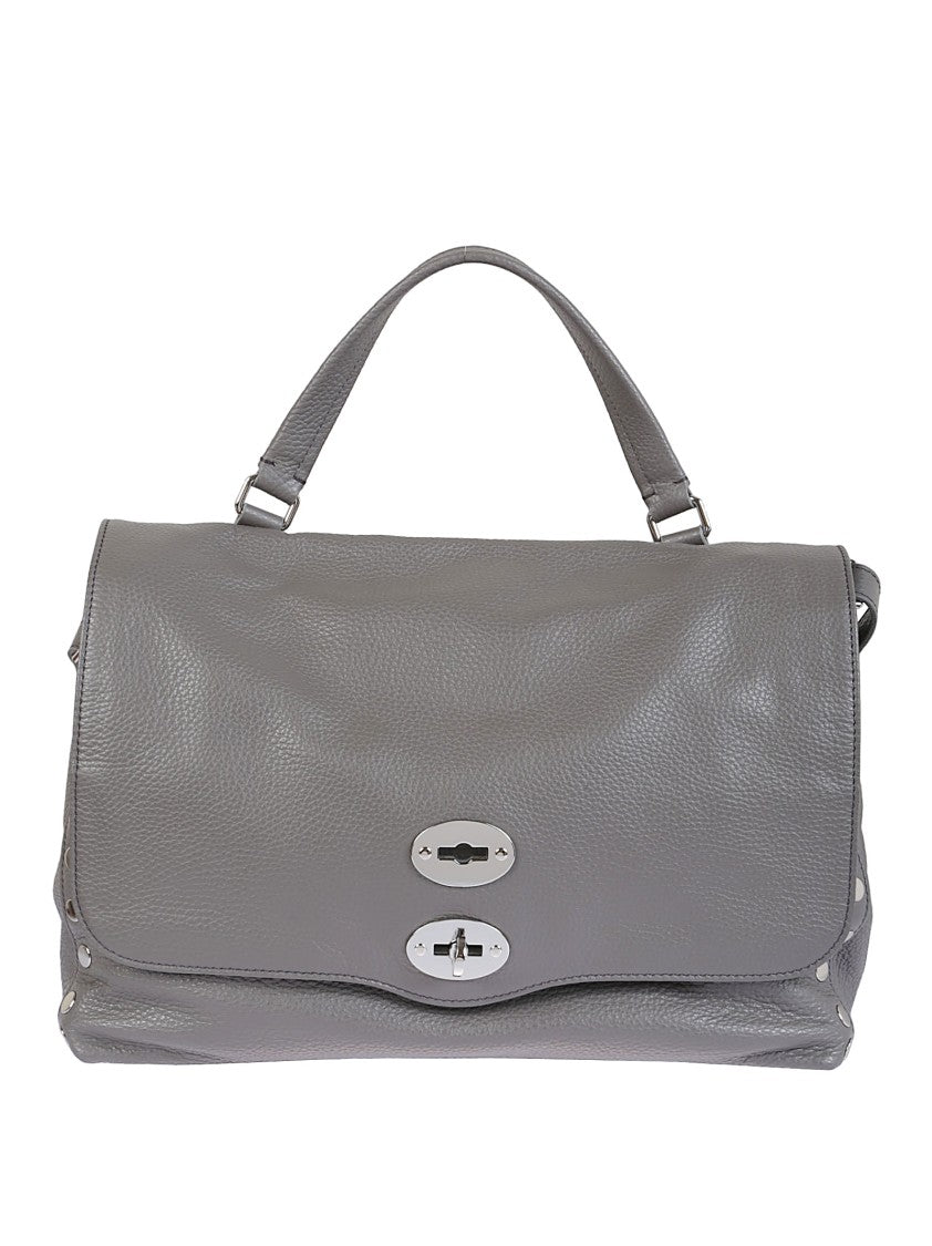 Zanellato Calfskin Shoulder Bag With Twist Lock Closure And Silver-Tone Hardware