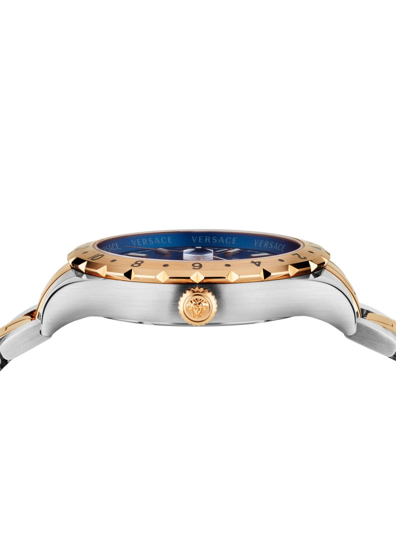Versace Greca Logo 38Mm Women's Analog Watch With Blue Leather Strap