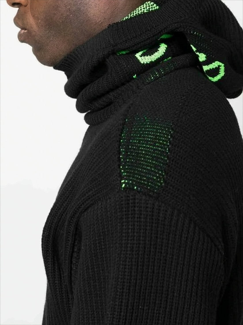 Aries Arise Ribbed Black Knit Turtleneck Sweater