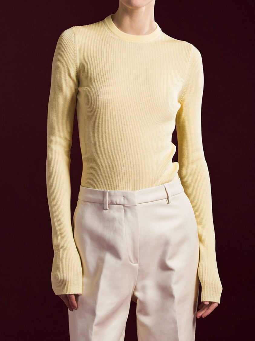 Cruna Ribbed Knit Top With Round Neckline And Fitted Silhouette