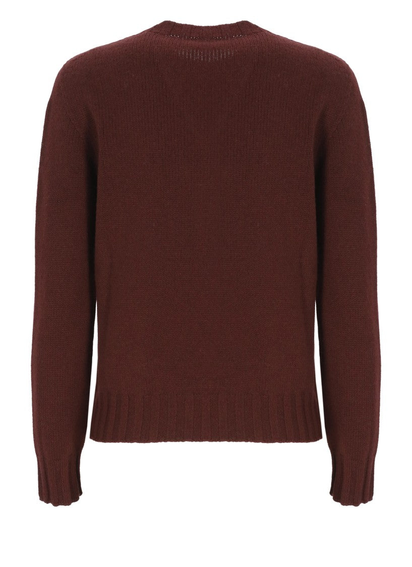 Oliver Lattughi Burgundy Cashmere Crew Neck Sweater