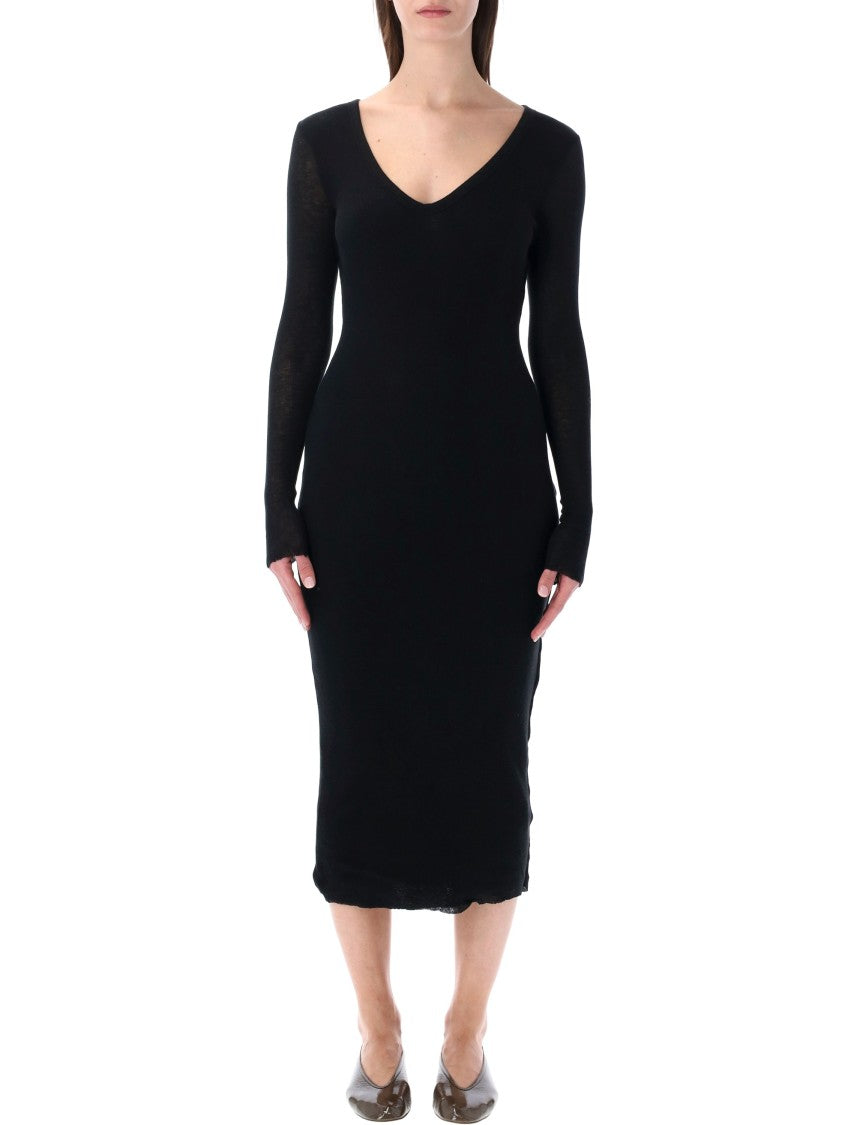 James Perse Cotton And Cashmere Rib V-Neck Dress
