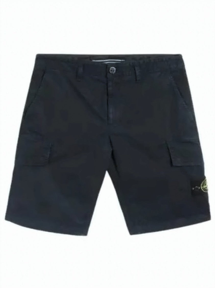 Stone Island Tailored Black Shorts With Button And Zip Closure