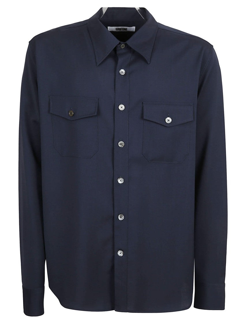 Grifoni Long-Sleeved Casual Shirt With Button-Down Front