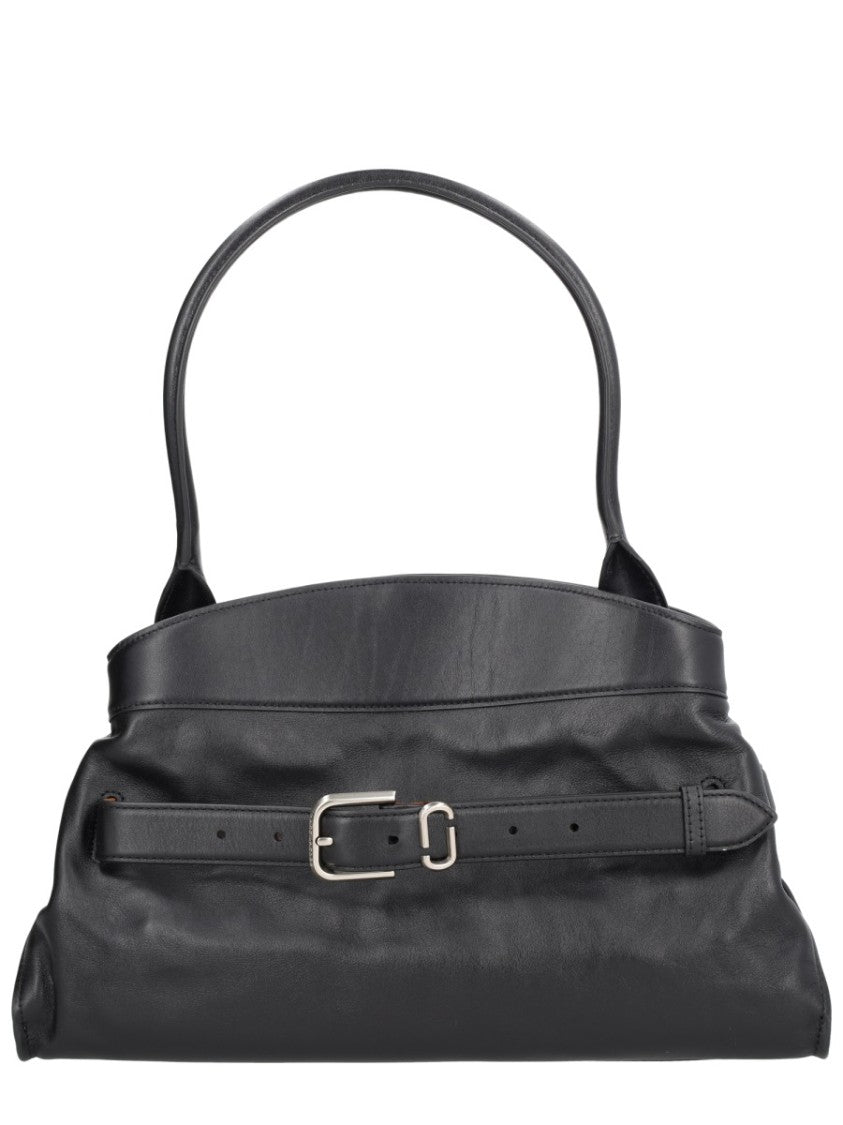 Marc Jacobs Structured Satchel Bag With Decorative Belt And Silver Buckle