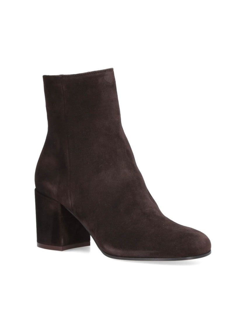 Gianvito Rossi Suede Ankle Boots With Rounded Toe