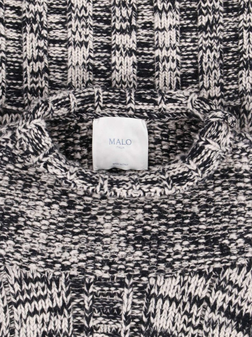 Malo High-Neck Knitted Sweater In Virgin Wool And Cashmere Blend