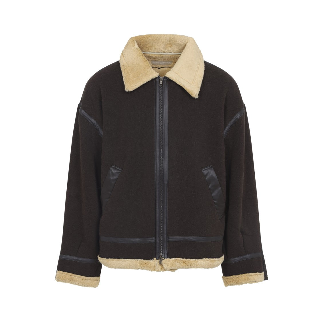 Mastermind World Brown Cotton Mutton Jacket With Embroidered Skull Detail