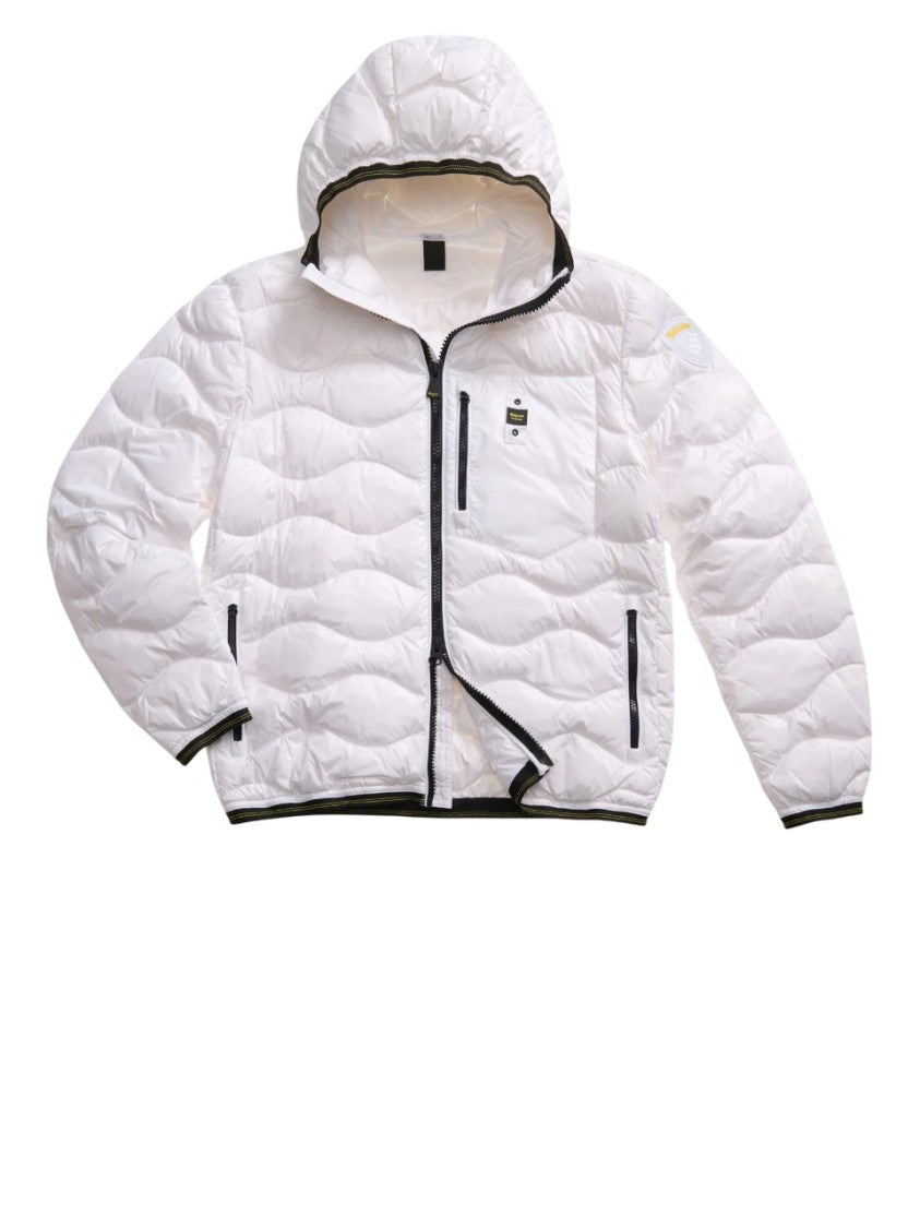 Blauer Quilted Down Jacket With Wave Pattern