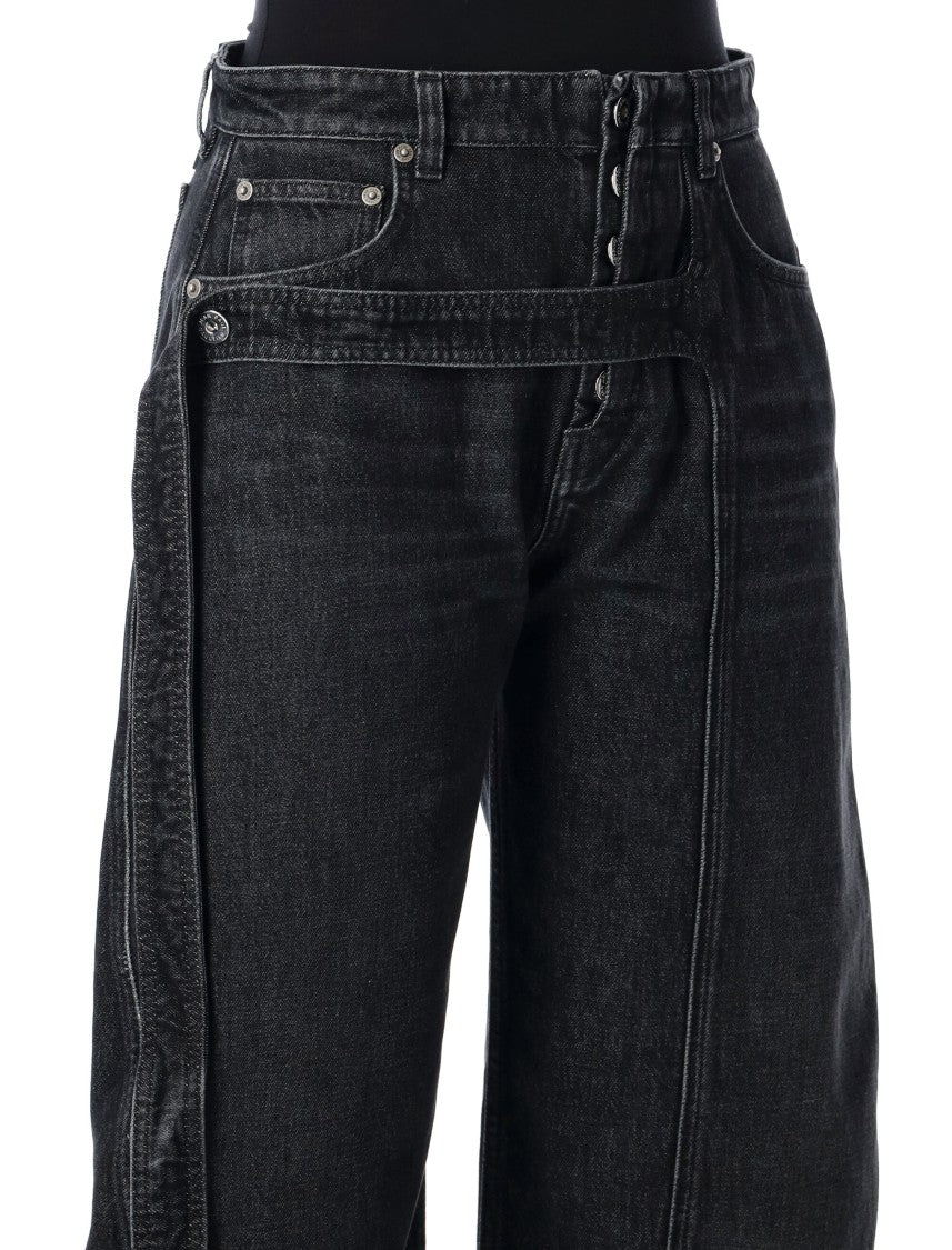 Jean Paul Gaultier Black Denim Strap Loose-Fit Jeans