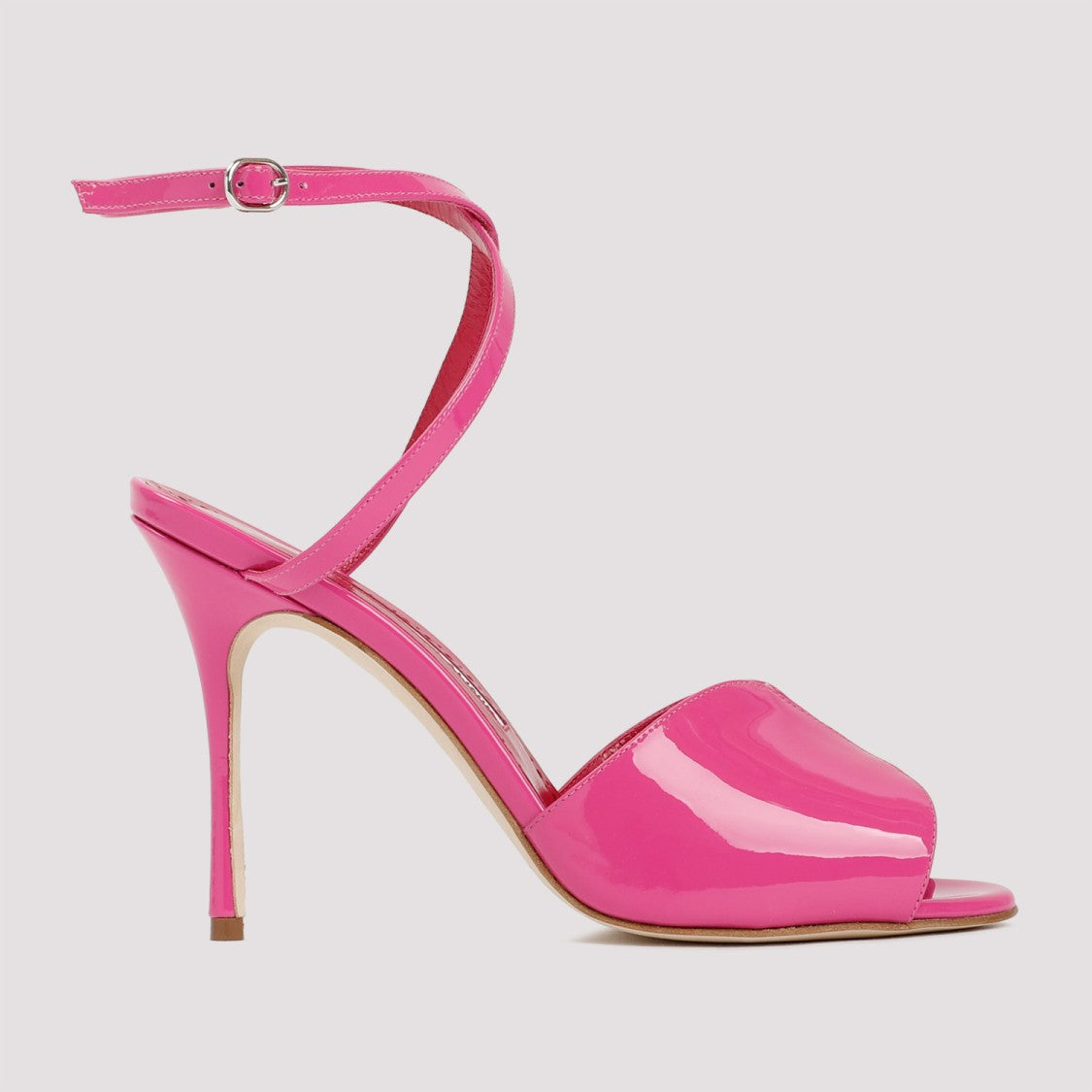 Manolo Blahnik Pink Patent Calf Leather Hourani Sandal