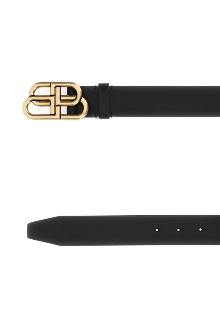 Balenciaga Black Leather Bb Belt