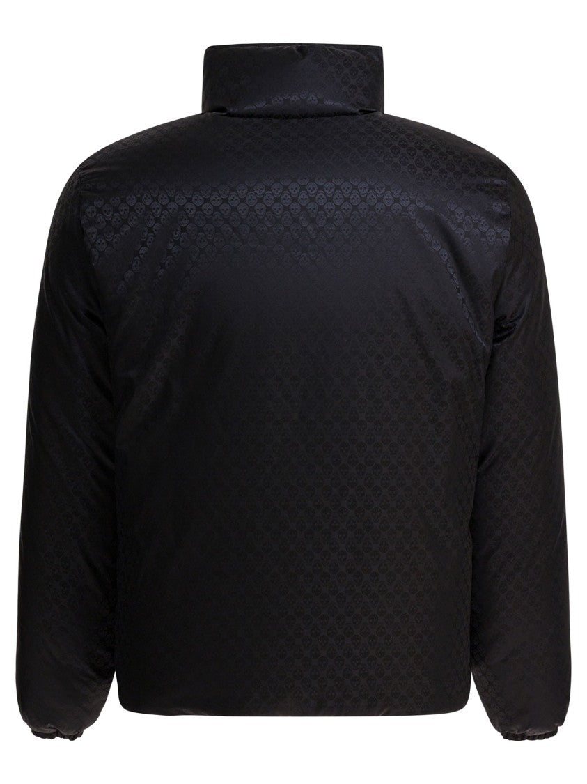 Alexander Mcqueen Black Padded Jacket With High Collar And Concealed Zip Closure