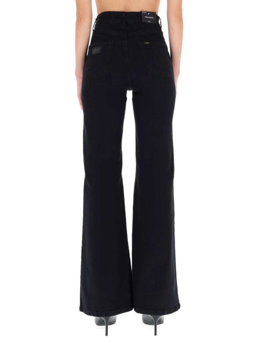 Lois High Waist Flared Black Jeans With Classic Five-Pocket Design