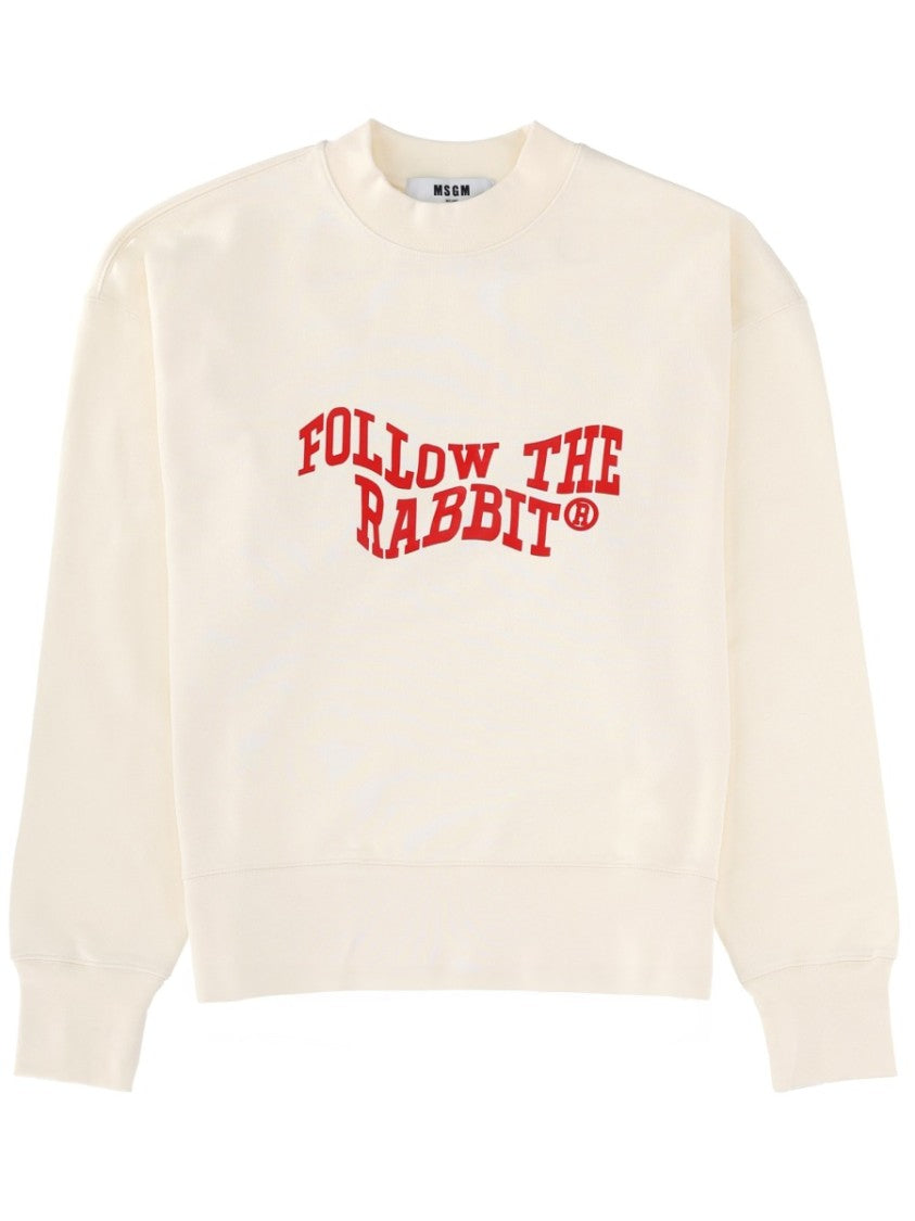Msgm Black Cotton Follow The Rabbit Sweatshirt