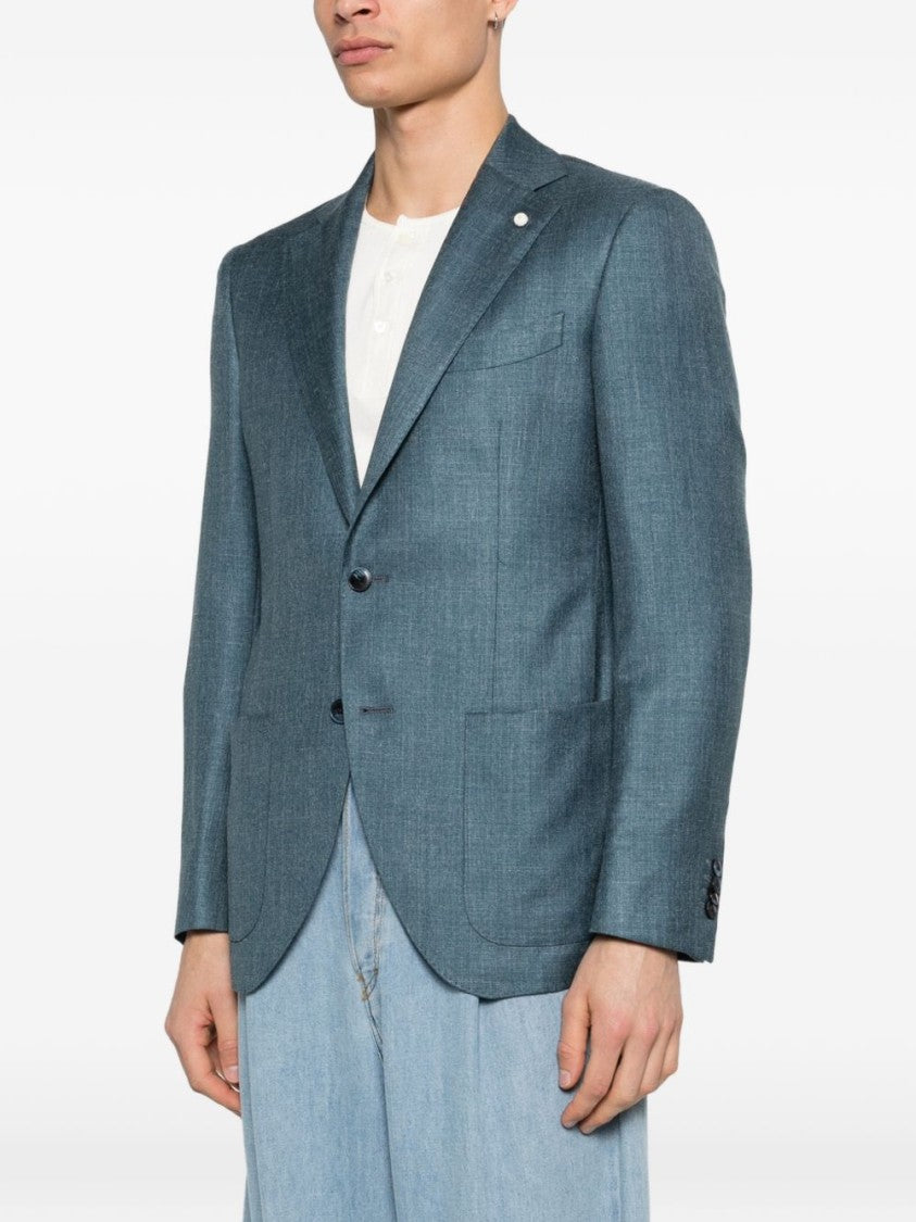 Luigi Bianchi Blue Wool Silk Linen Jacket