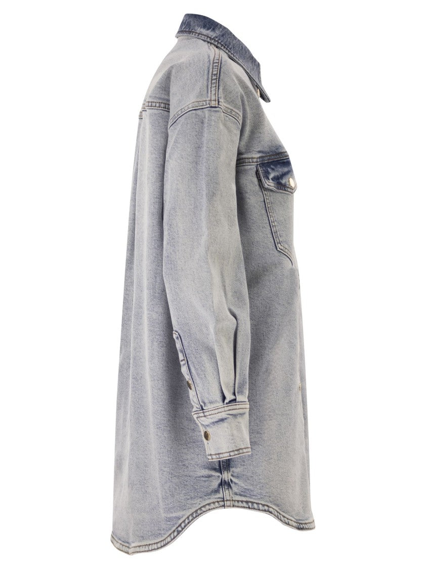 Fabiana Filippi Boyfriend Shirt In Distressed Denim
