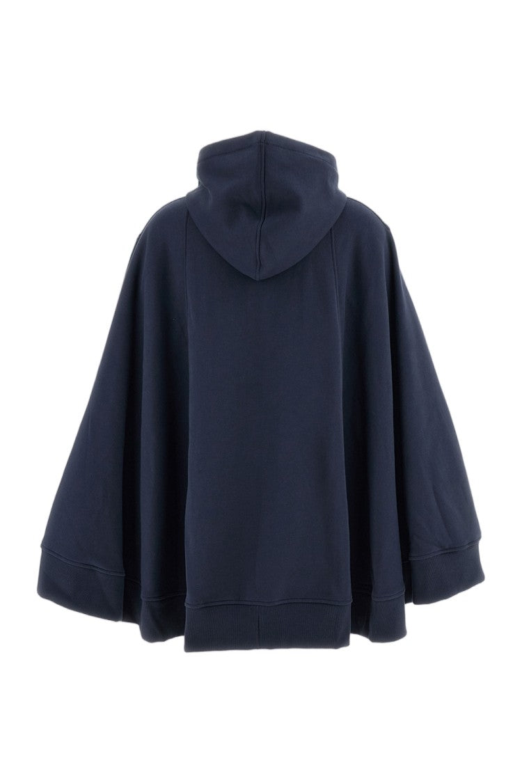 7 For All Mankind Blue Brushed Cotton Zip-Up Oversized Hoodie