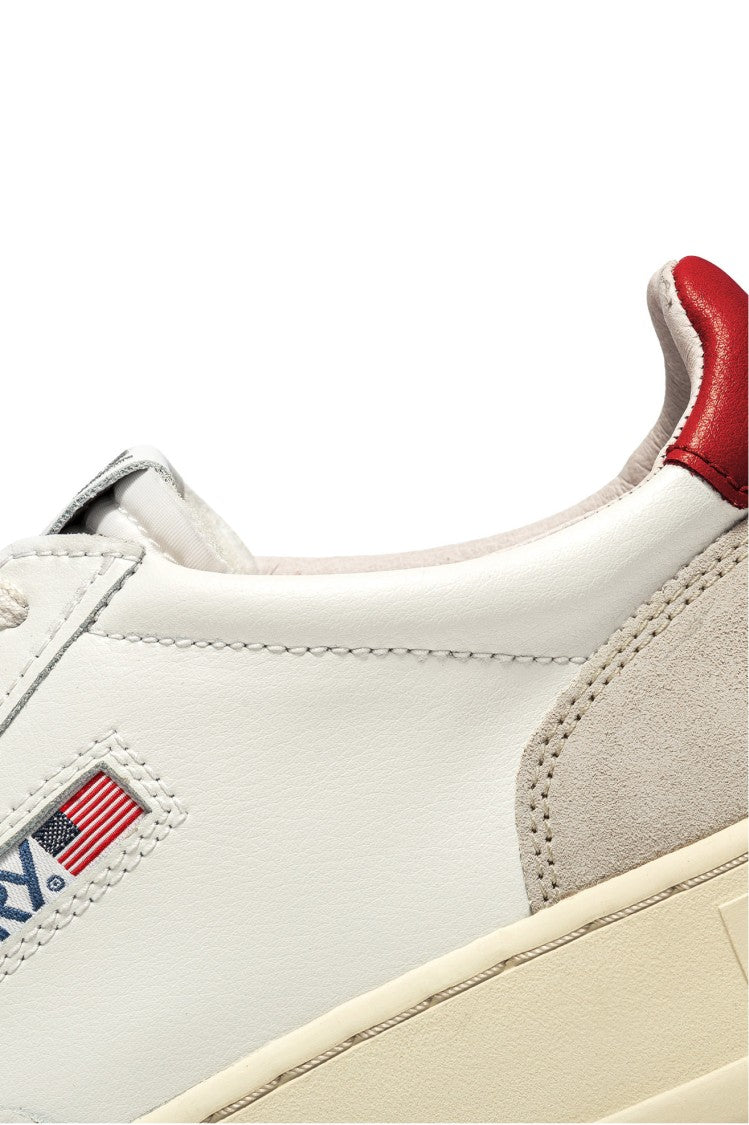 Autry White Medalist Red Trim Sneakers
