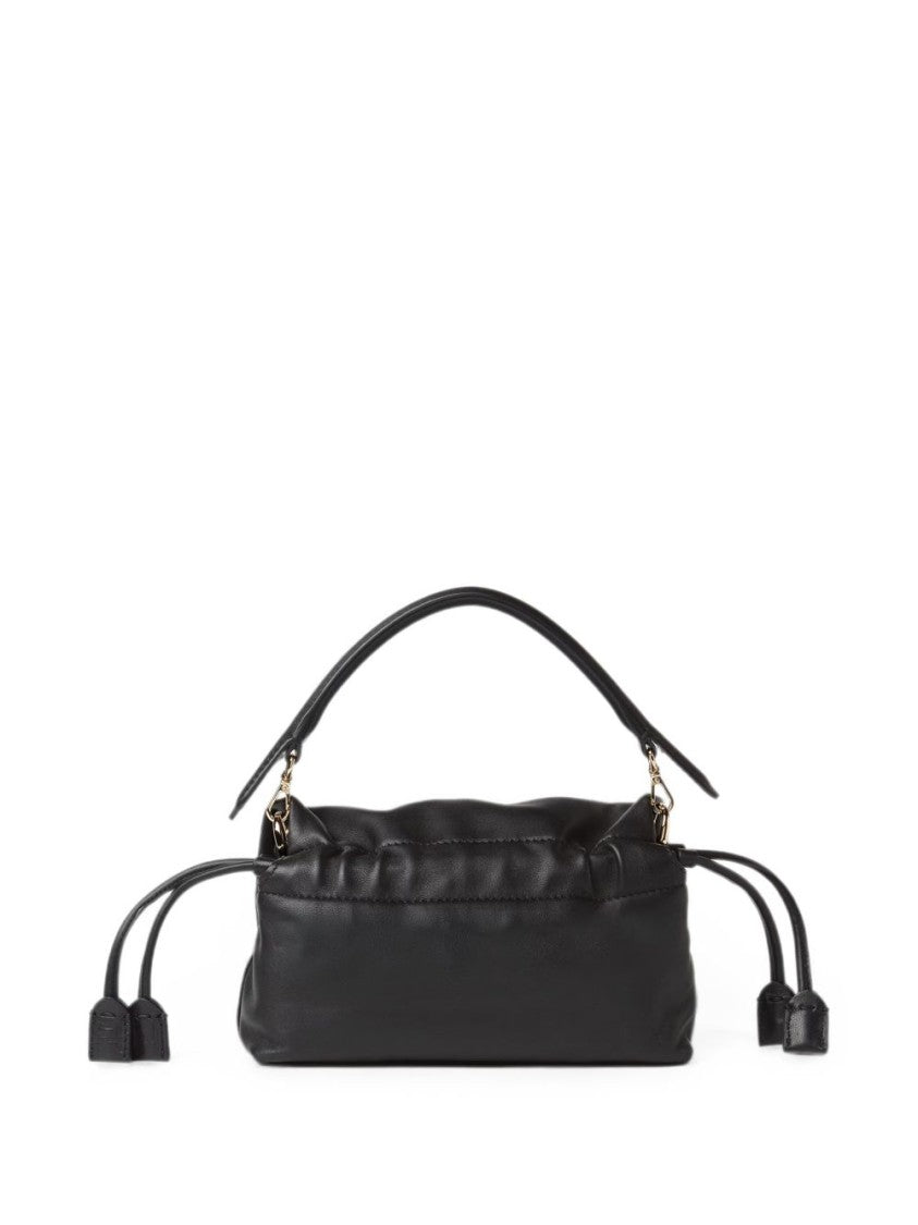 Fendi Structured Black Leather Bag With Metallic Buckle
