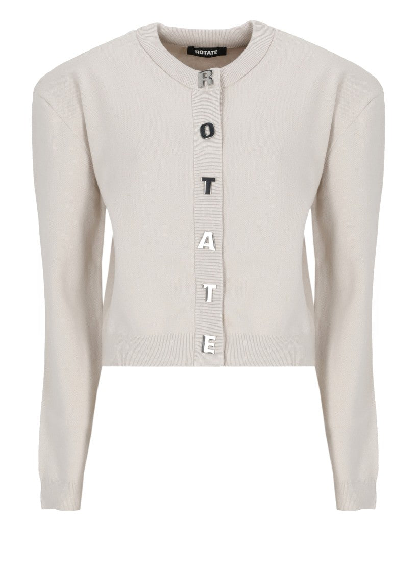 Rotate Structured Cropped Cardigan With Padded Shoulder Pads