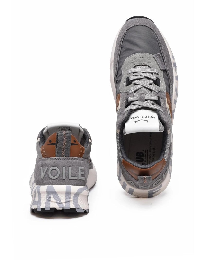 Voile Blanche Grey Patchwork Leather-Blend Sneakers