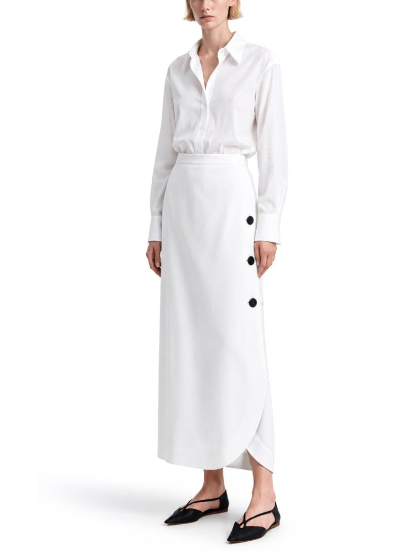Max Mara Asymmetrical Midi Skirt With Decorative Buttons